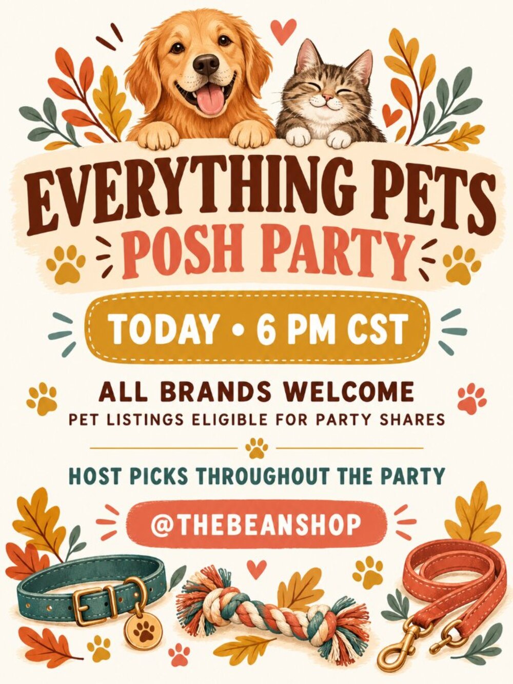 Join me tonight at 6 PM CST for the Everything Pets Posh Party! 🐾